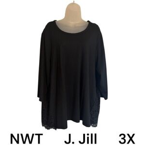 NWT J. Jill Black Ponte Knit Top w/ Lace Accents PLUS SIZE: 3X #6